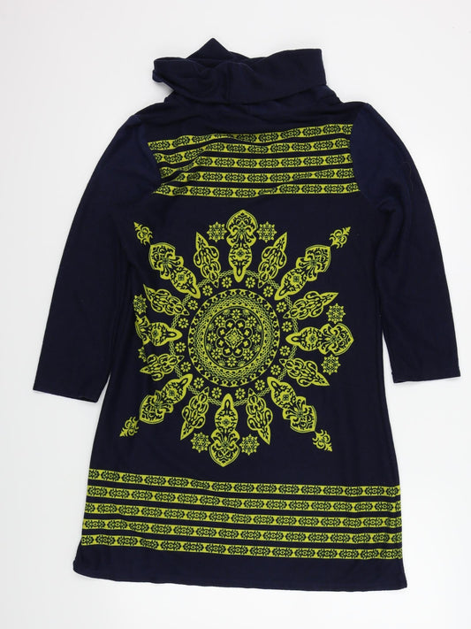 Epilogue Womens Blue Geometric Pullover Jumper Size 16