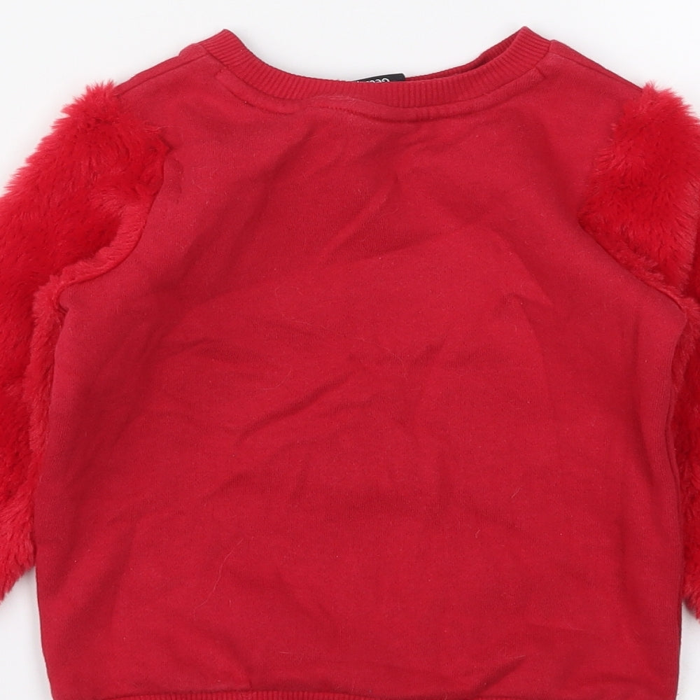 George Girls Red Animal Print Pullover Hoodie Size 2 Years