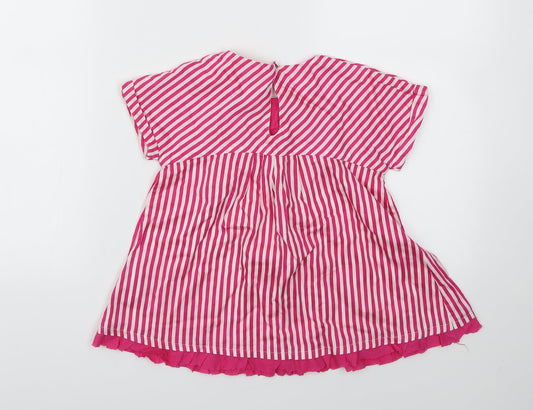 Vertbaudet Girls Pink Striped Fit & Flare Size 5-6 Years