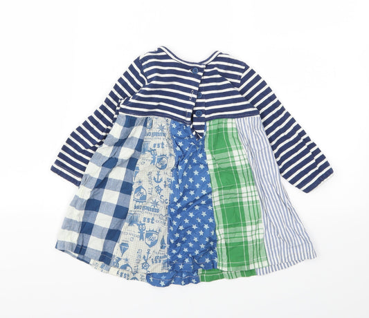 Next Girls Blue Argyle/Diamond Fit & Flare Size 9-12 Months