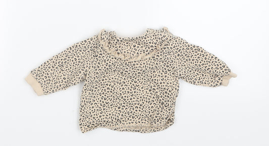 TU Girls Beige Animal Print Basic T-Shirt Size Newborn