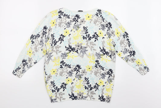 M&Co Womens White Geometric Pullover Jumper Size 18
