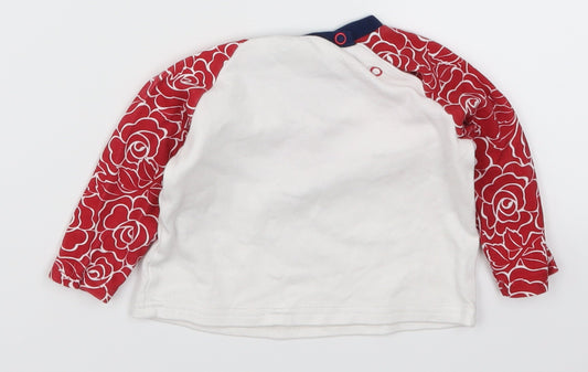 RFU Boys Red Floral Basic T-Shirt Size 3-6 Months - Engand Rugby