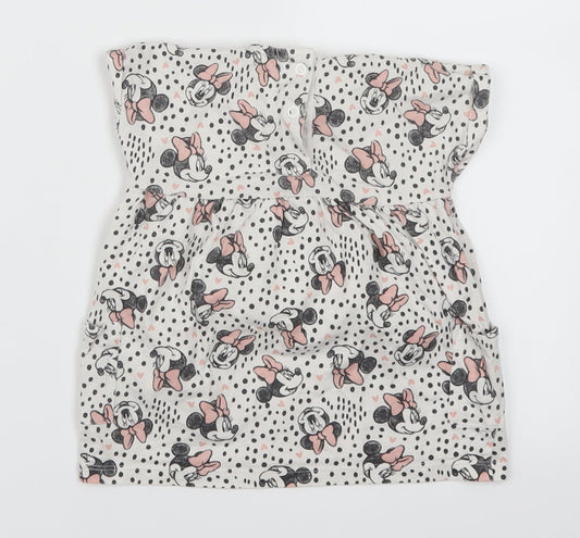 George Girls White Polka Dot Skater Dress Size 3-6 Months - Minnie Mouse