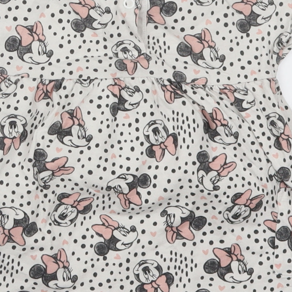 George Girls White Polka Dot Skater Dress Size 3-6 Months - Minnie Mouse
