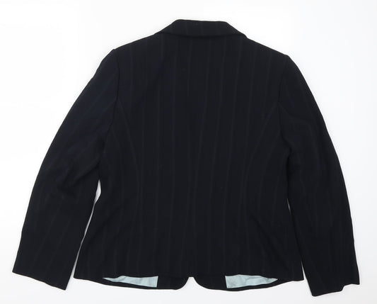 Lime Womens Blue Striped Jacket Suit Jacket Size 18