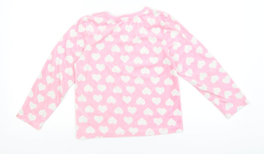 Primark Girls Pink Solid Top Pyjama Top Size 7-8 Years - hearts