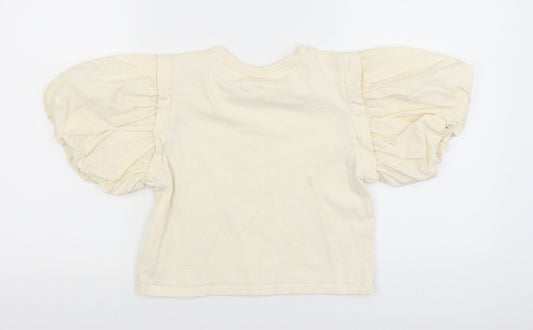 Zara Womens Ivory Cropped T-Shirt Size 6