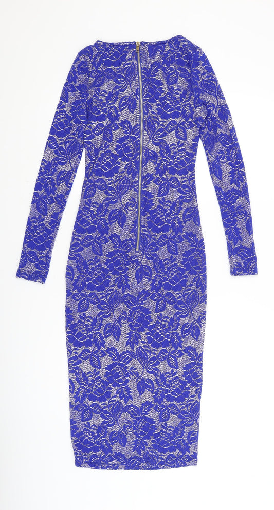 Alice and You Womens Blue Floral Bodycon Size 10
