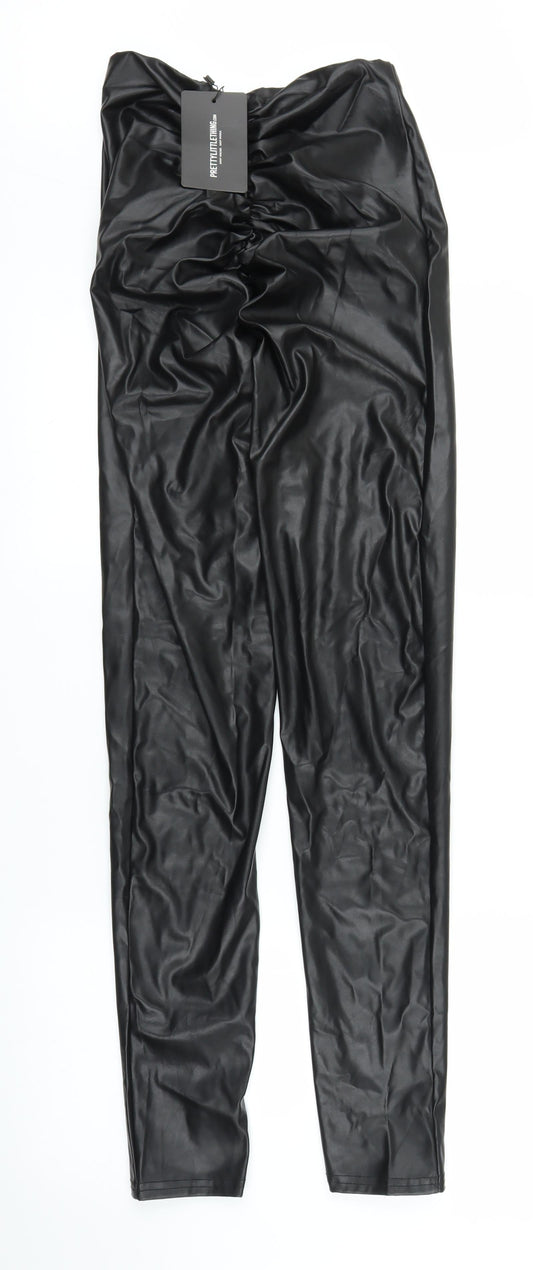 PRETTYLITTLETHING Womens Black Carrot Trousers Size 8 L31 in