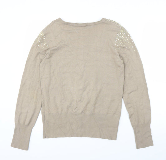 Yessica Womens Beige Cardigan Jumper Size M