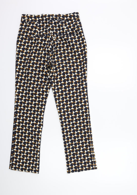 H&M Womens Blue Geometric Trousers Size 6 L27 in