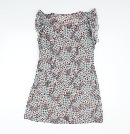 a star Womens Grey Check Fit & Flare Size M