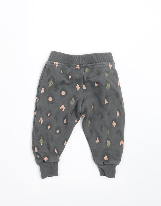 Primark Girls Grey Animal Print Jogger Trousers Size 3-6 Months
