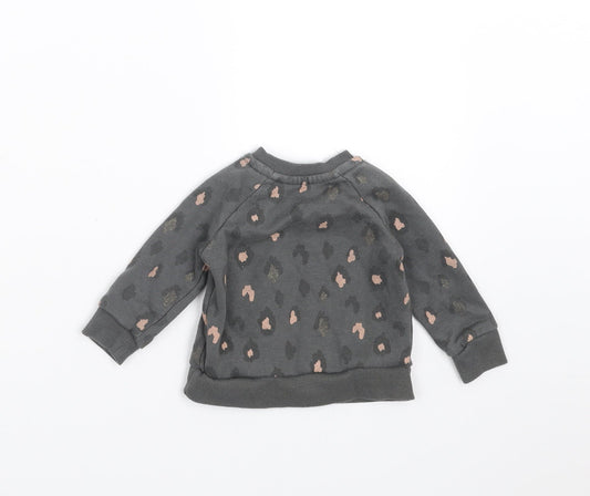 Primark Girls Grey Animal Print Pullover Jumper Size 3-6 Months - Sweatshirt