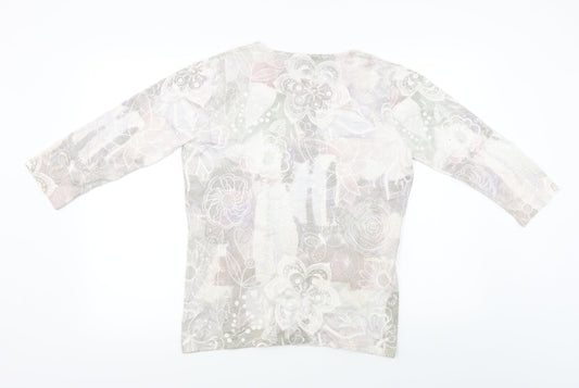 CASAMIA Womens Ivory Floral Pullover Jumper Size M