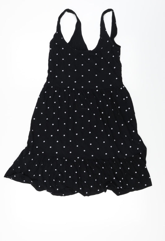 Pieces Womens Black Polka Dot Basic Blouse Size M