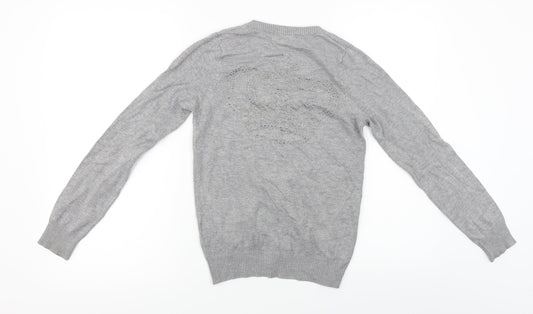 d-xel Womens Grey Cardigan Jumper Size 12