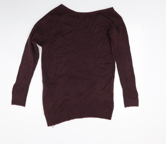 Very Womens Red Knit Tunic Jumper Size 10