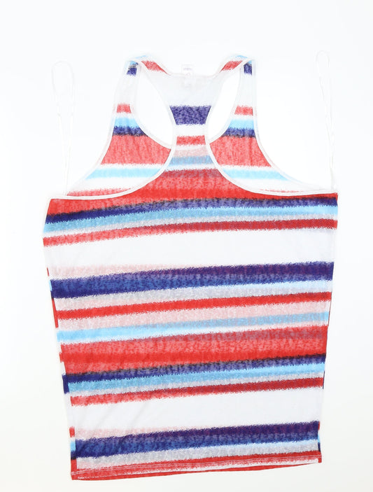 Ocean club Womens White Striped Basic Tank Size 14