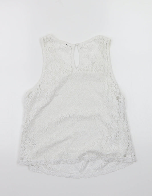 Topshop Womens White Cropped T-Shirt Size 10