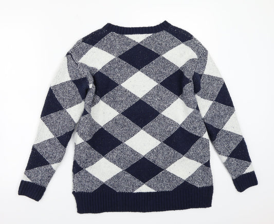 Marks and Spencer Womens Blue Check Pullover Jumper Size S