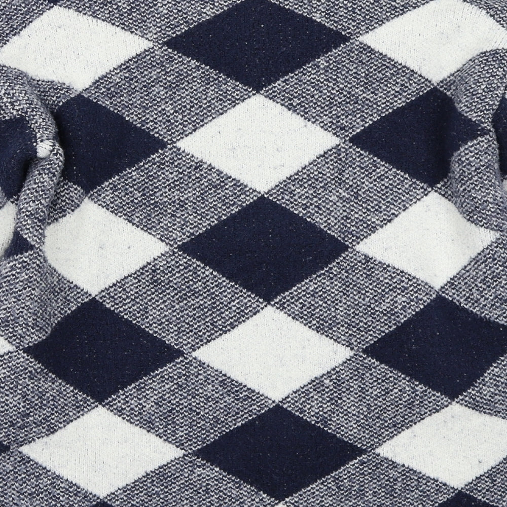 Marks and Spencer Womens Blue Check Pullover Jumper Size S