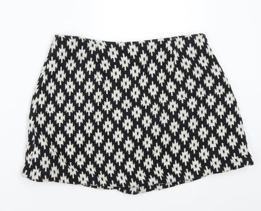 ASOS Womens Black Geometric A-Line Skirt Size 12