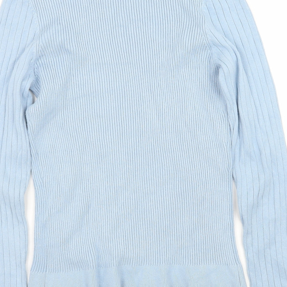 New Look Womens Blue Knit Pullover Jumper Size 16