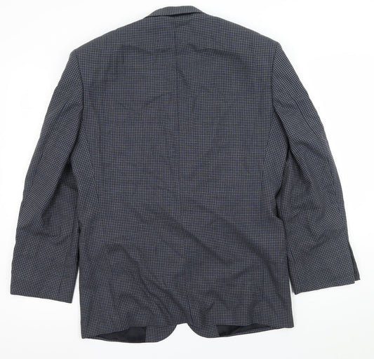 St Michael Mens Blue Geometric Jacket Suit Jacket Size M