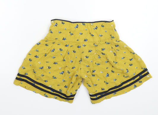 NEXT Girls Yellow Floral Bermuda Shorts Size 7 Years