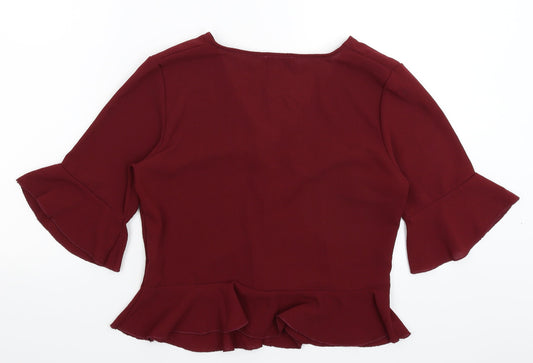 Boohoo Womens Brown Basic Blouse Size 10