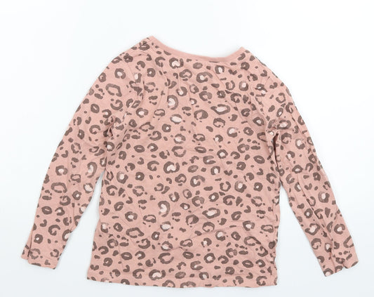 George Boys Pink Animal Print Basic T-Shirt Size 5-6 Years