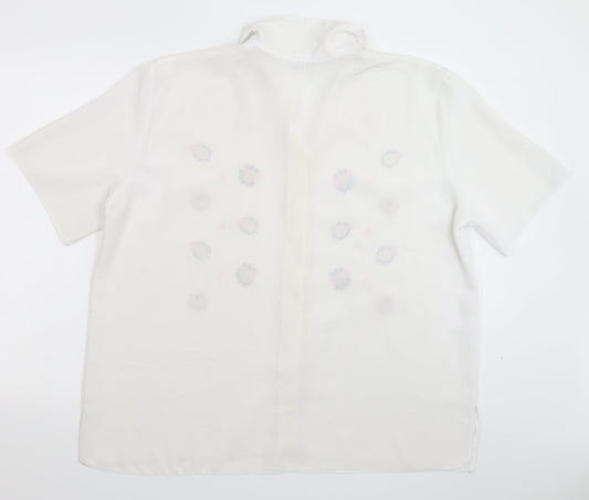Preworn Womens White Floral Basic Button-Up Size 20