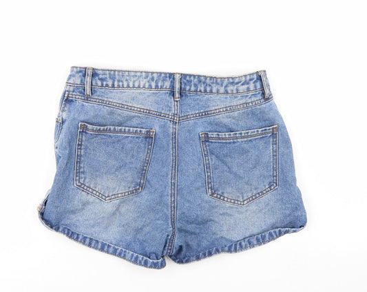 M Womens Blue Denim Mom Shorts Size 8 - Distressed