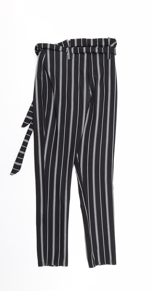 Select Womens Black Striped Trousers Size 8 L29 in