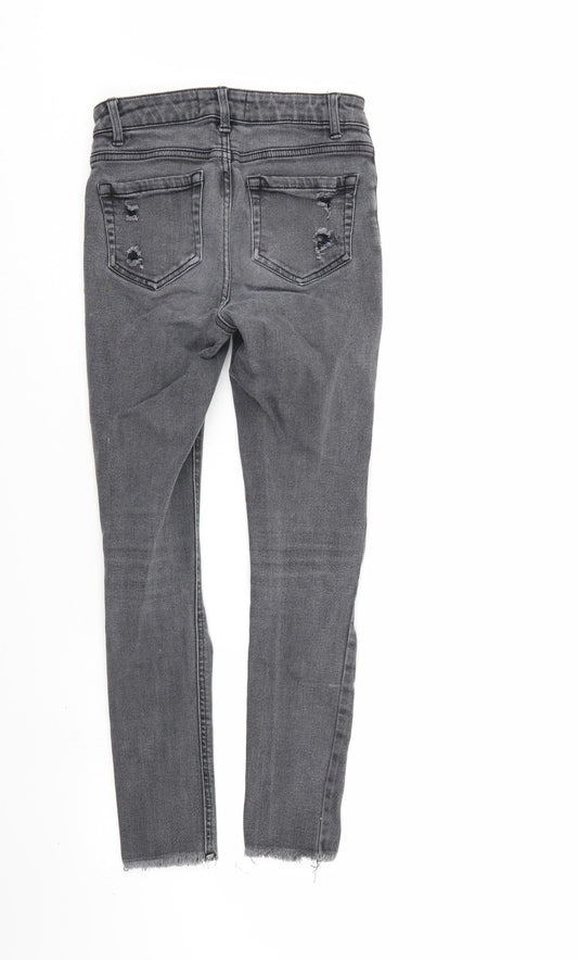 New Look Girls Grey Skinny Jeans Size 13 Years - Distressed