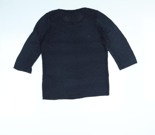 Casamia Womens Blue Striped Pullover Jumper Size S