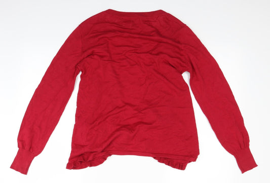 Tot Du Mond Womens Red Cardigan Jumper Size L