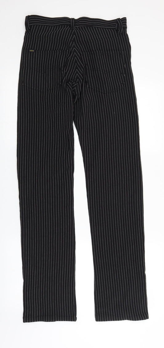 Jeff Womens Black Striped Trousers Size 28 in L32 in