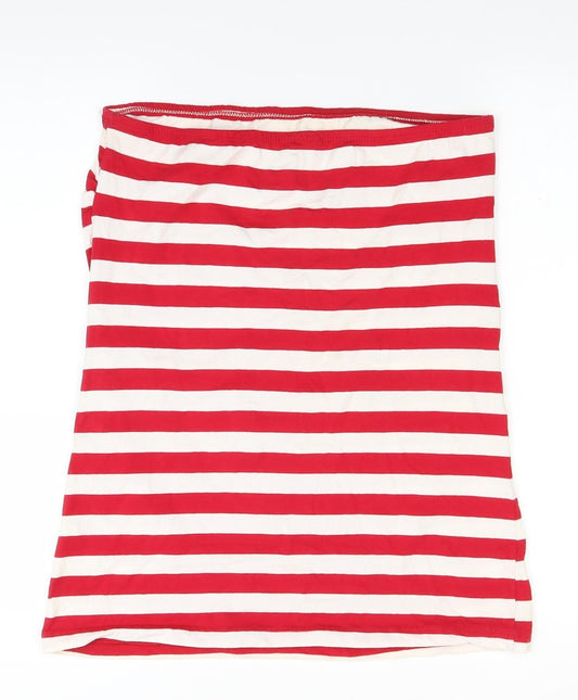 EDITIONS Womens Red Striped Basic Tank Size 16