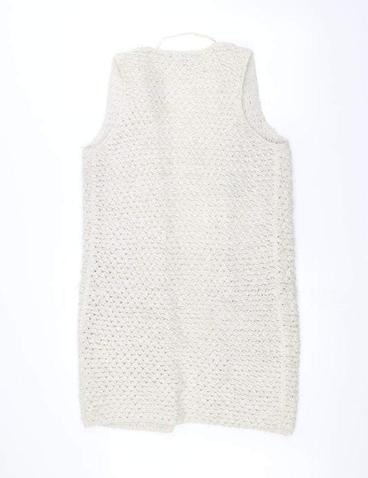atmosp Womens White Knit Jacket Coatigan Size S