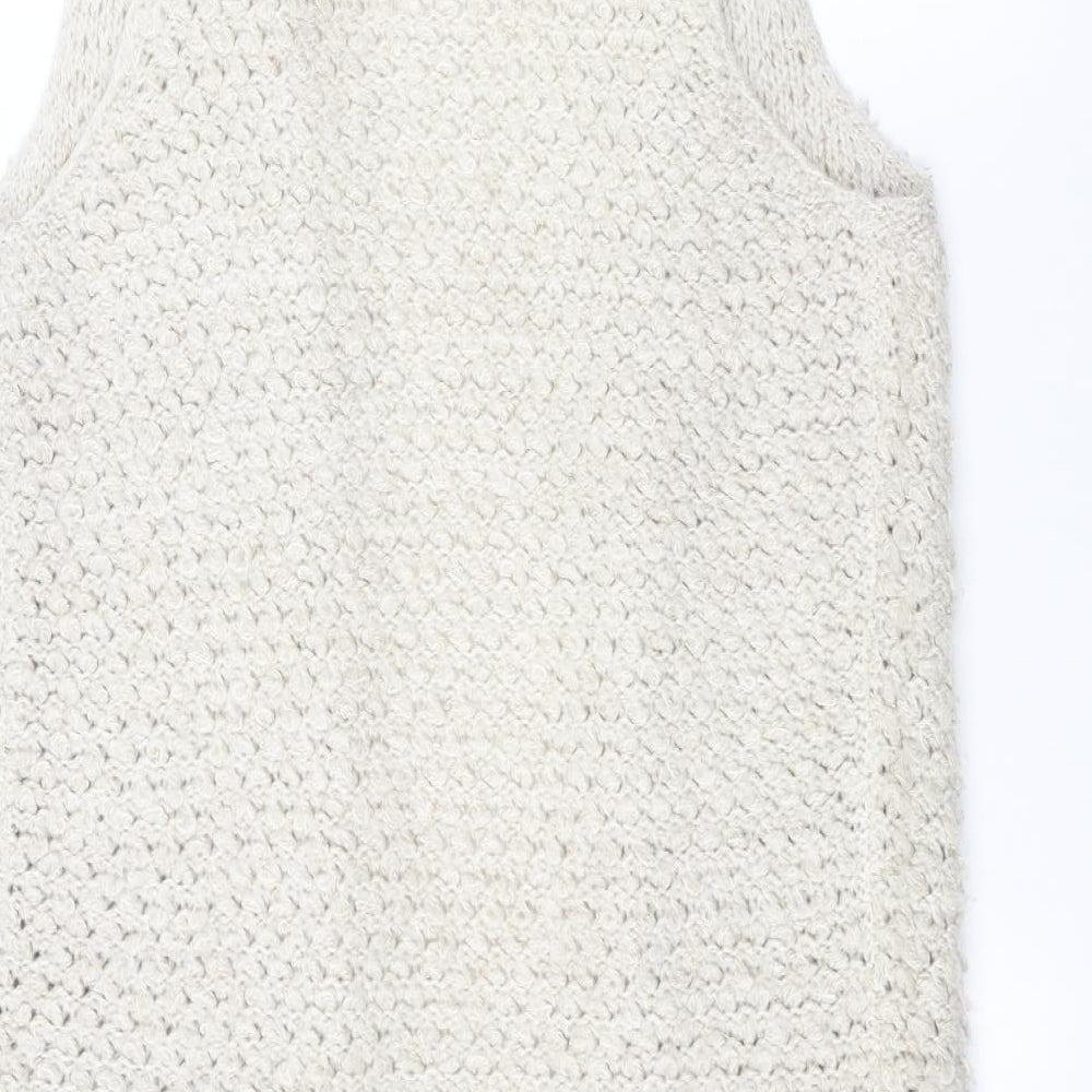 atmosp Womens White Knit Jacket Coatigan Size S