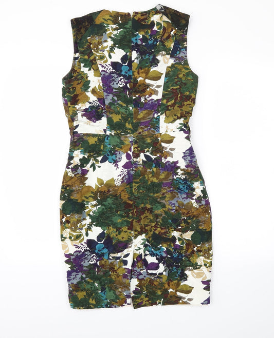 NEXT Womens White Floral Sheath Size 8