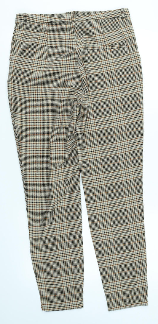 Monki Womens Brown Plaid Trousers Size 10 L26 in