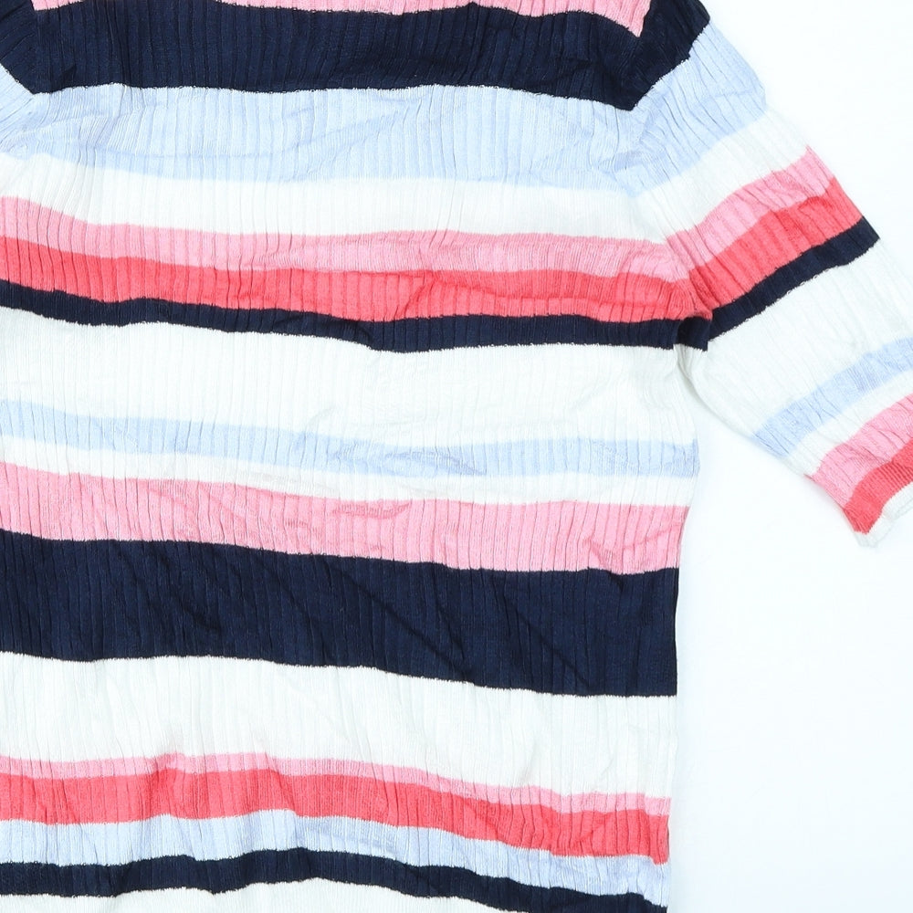M&S Collection Womens White Striped Pullover Jumper Size 12