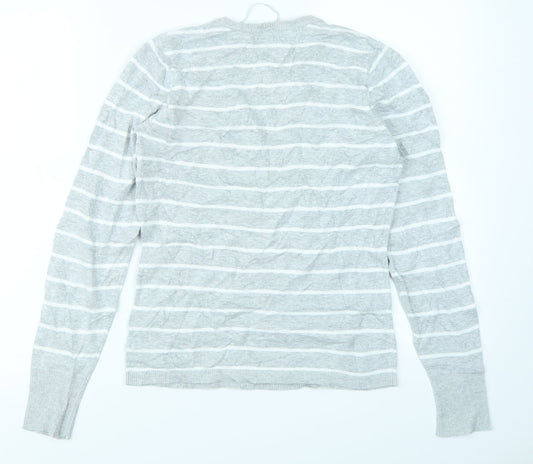 Esprit Womens Grey Striped Pullover Jumper Size S