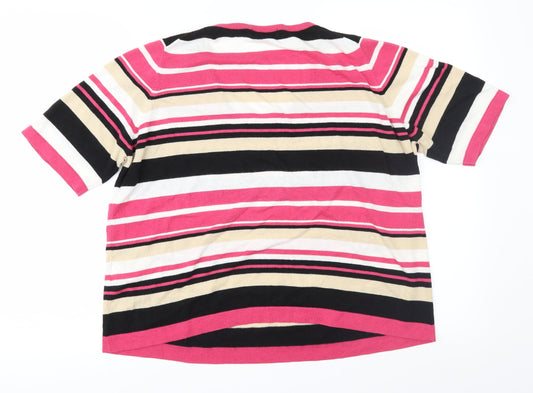 Marks and Spencer Womens Pink Striped Pullover Jumper Size 18