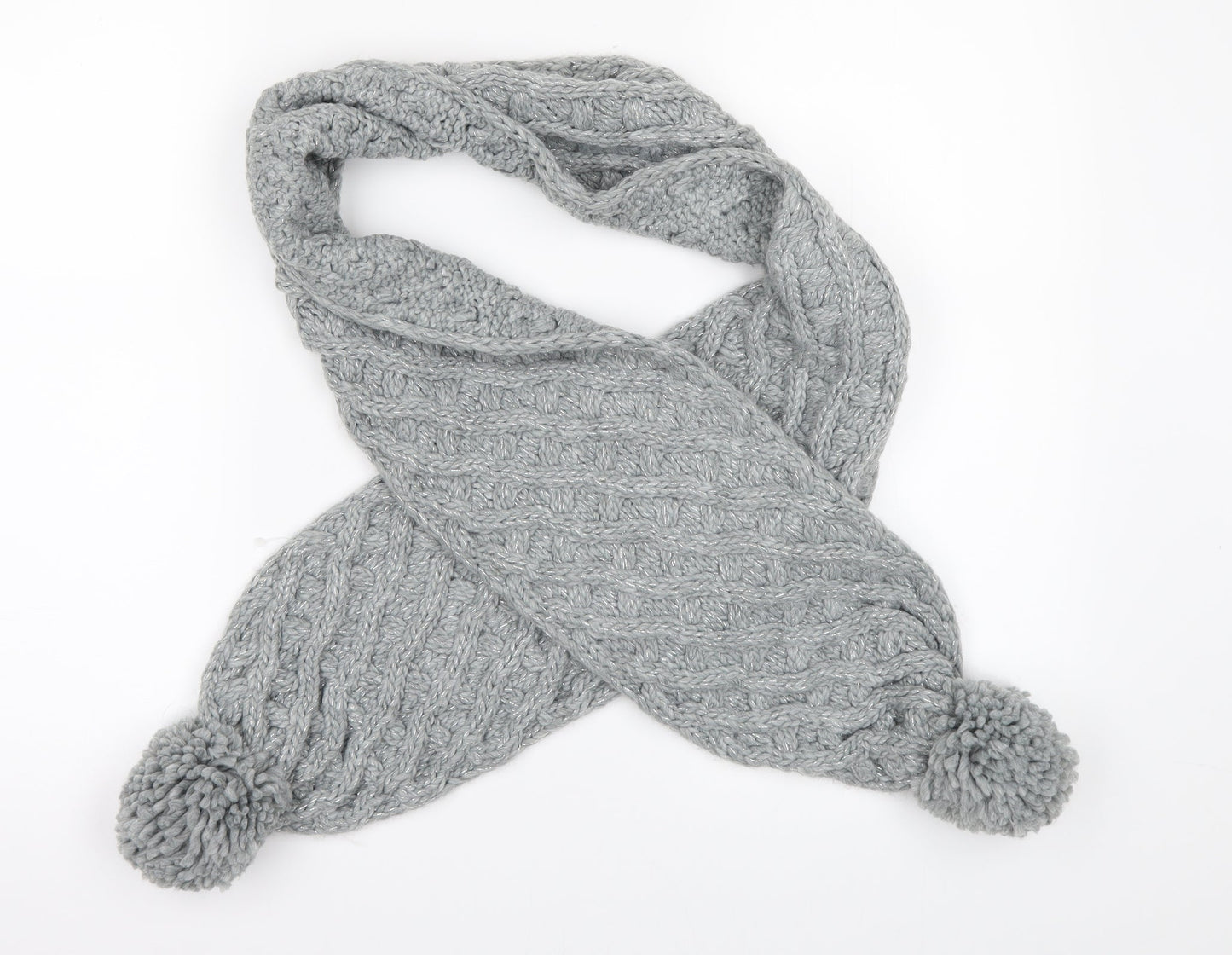 M&Co Womens Green Scarf - pom pom
