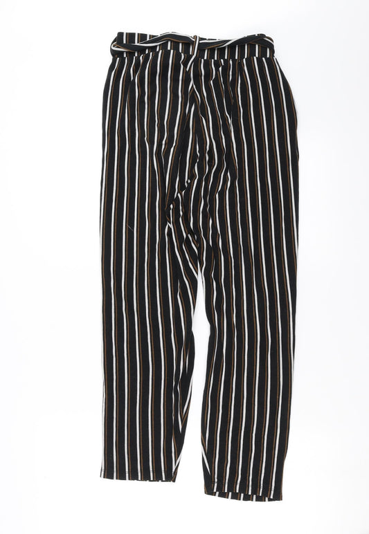 Amisu Womens Black Striped Trousers Size M L27 in